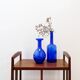 Pair of cobalt blue blown glass vases or carafes from the 1960s.