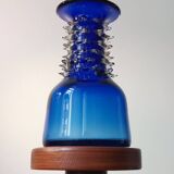 Vintage blue handmade glass vase Lwiw Ukraine