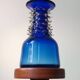 Vintage blue handmade glass vase Lwiw Ukraine
