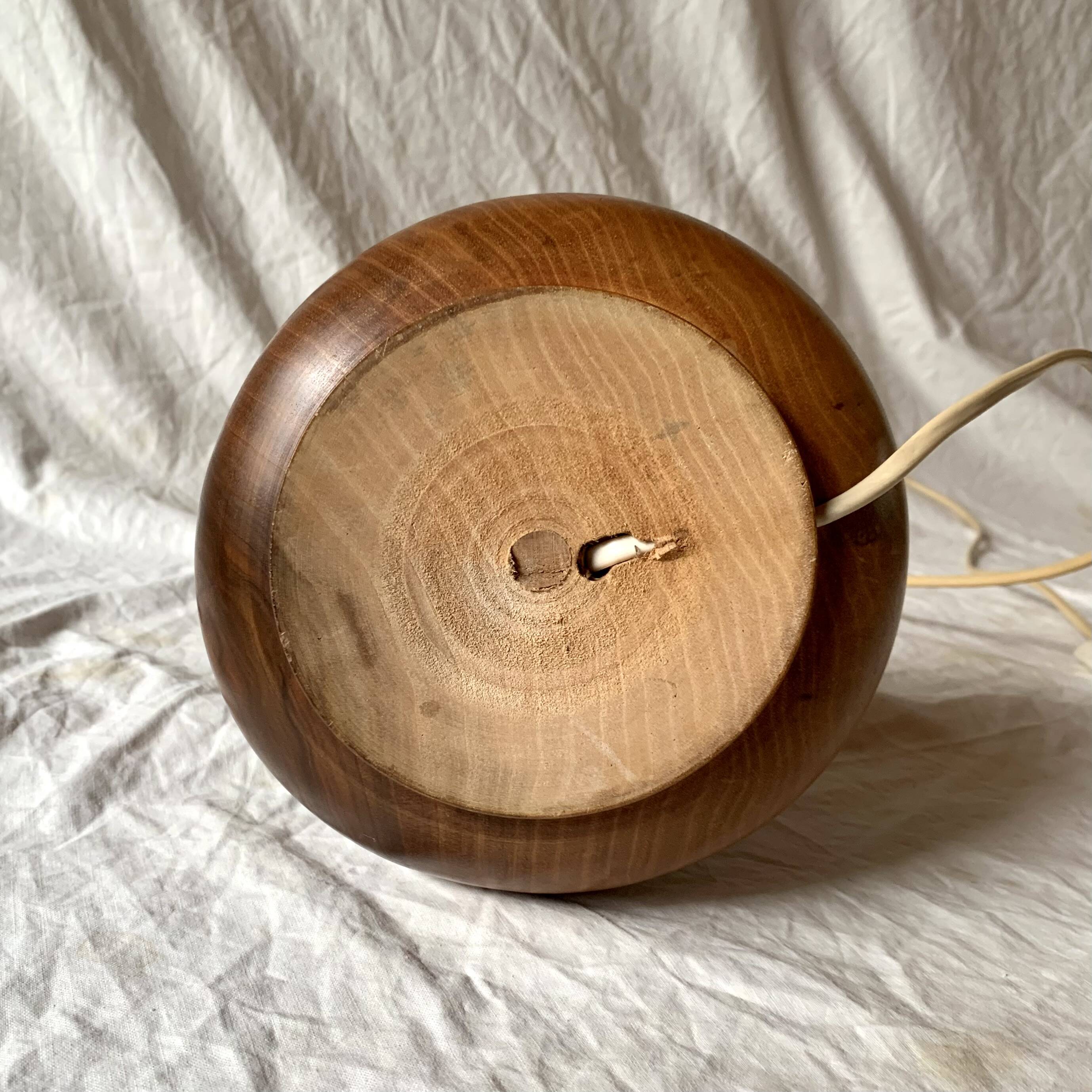Vintage turned wood lamp base, 1970