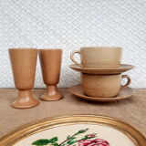 Coffee service tea chocolate stoneware village CNP France vintage