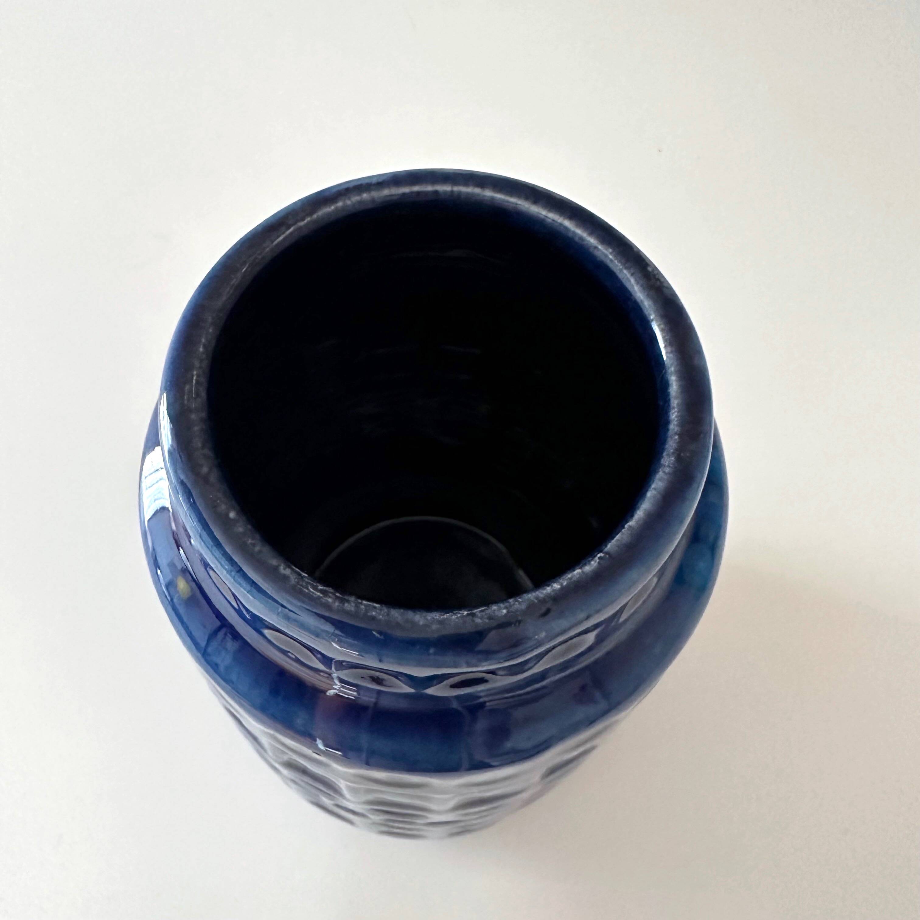 Scheurich vase Inka 260 18, flower vase, ceramic, blue, westgerman pottery