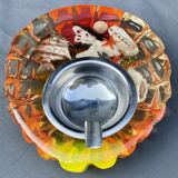 Resin ashtray or altuglas - shell shape, shell inclusion, fish, coral ect