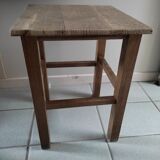 Stool solid wood seat, feet varnished patinated