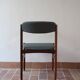 6 Scandinavian chairs in rosewood, with green-grey seats.