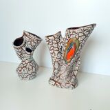 2 Vases of Vallauris in ceramic swaddled volcanic effect.