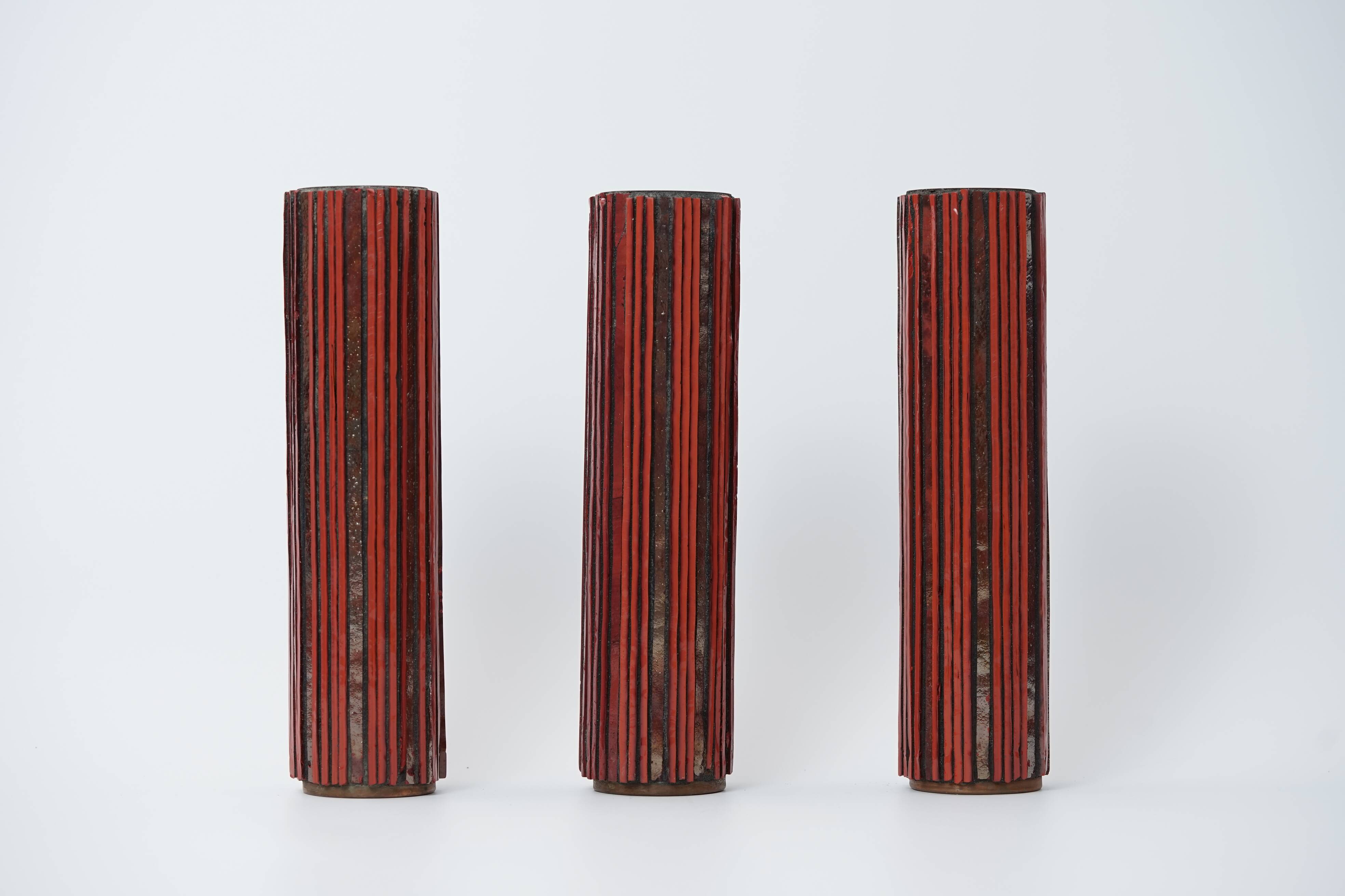 Pottery Mosaic Vases by W. Zimmermann for Ritter Set of 3