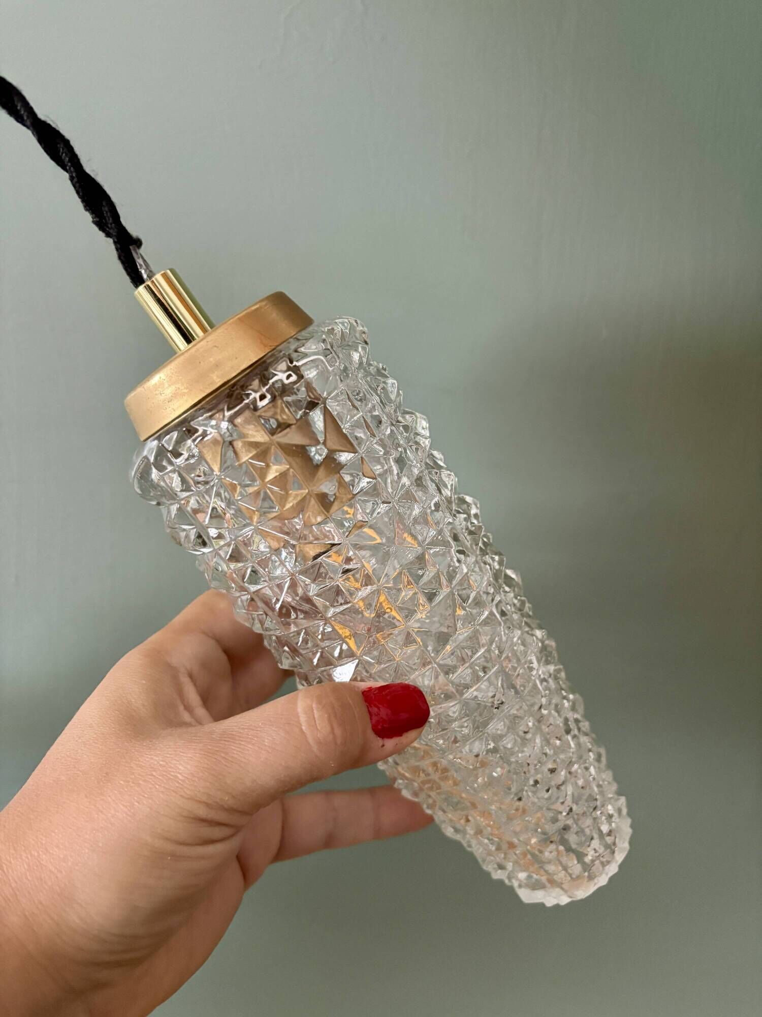 Vintage glass tulip suspension with diamond tip (SE10)