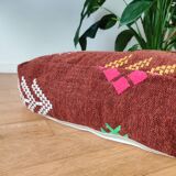 Brown Berber pouf with bohemian patterns