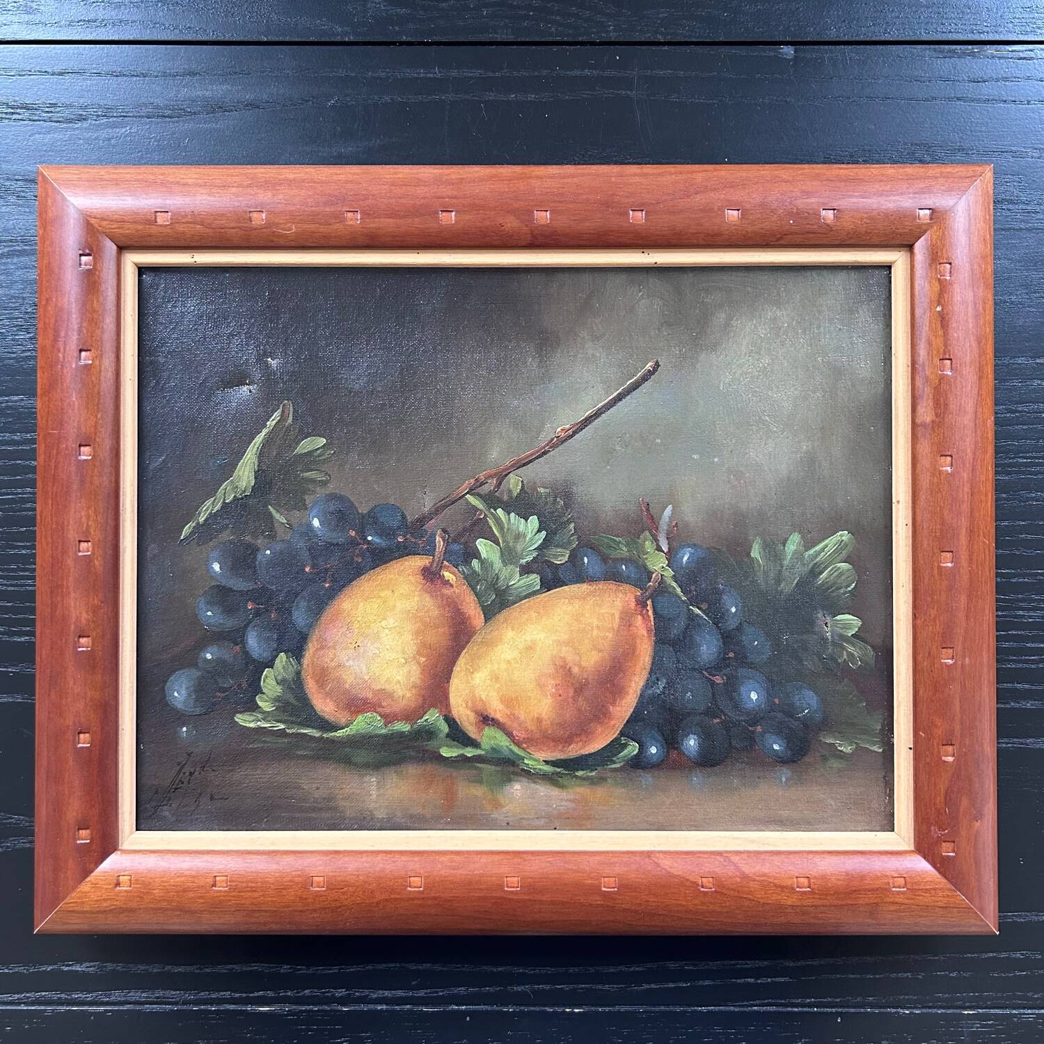 Old painting pears and grapes
