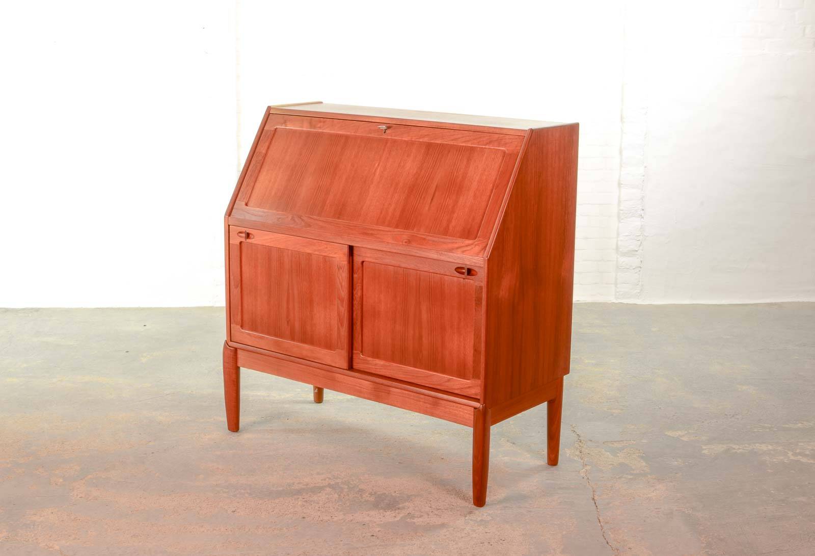 Danish Teak Writing Desk Cabinet by H.W. Klein for Bramin. Germany, 1960s