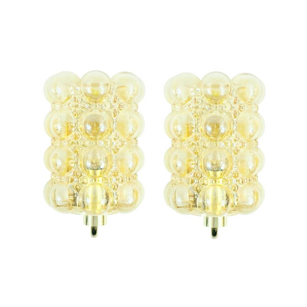 Paire d'appliques murales en verre bullé style Mid-Century - H. Tynell pour Limburg, années 1960