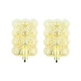 Paire d'appliques murales en verre bullé style Mid-Century - H. Tynell pour Limburg, années 1960