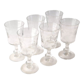 6 verres à vin anciens gravés