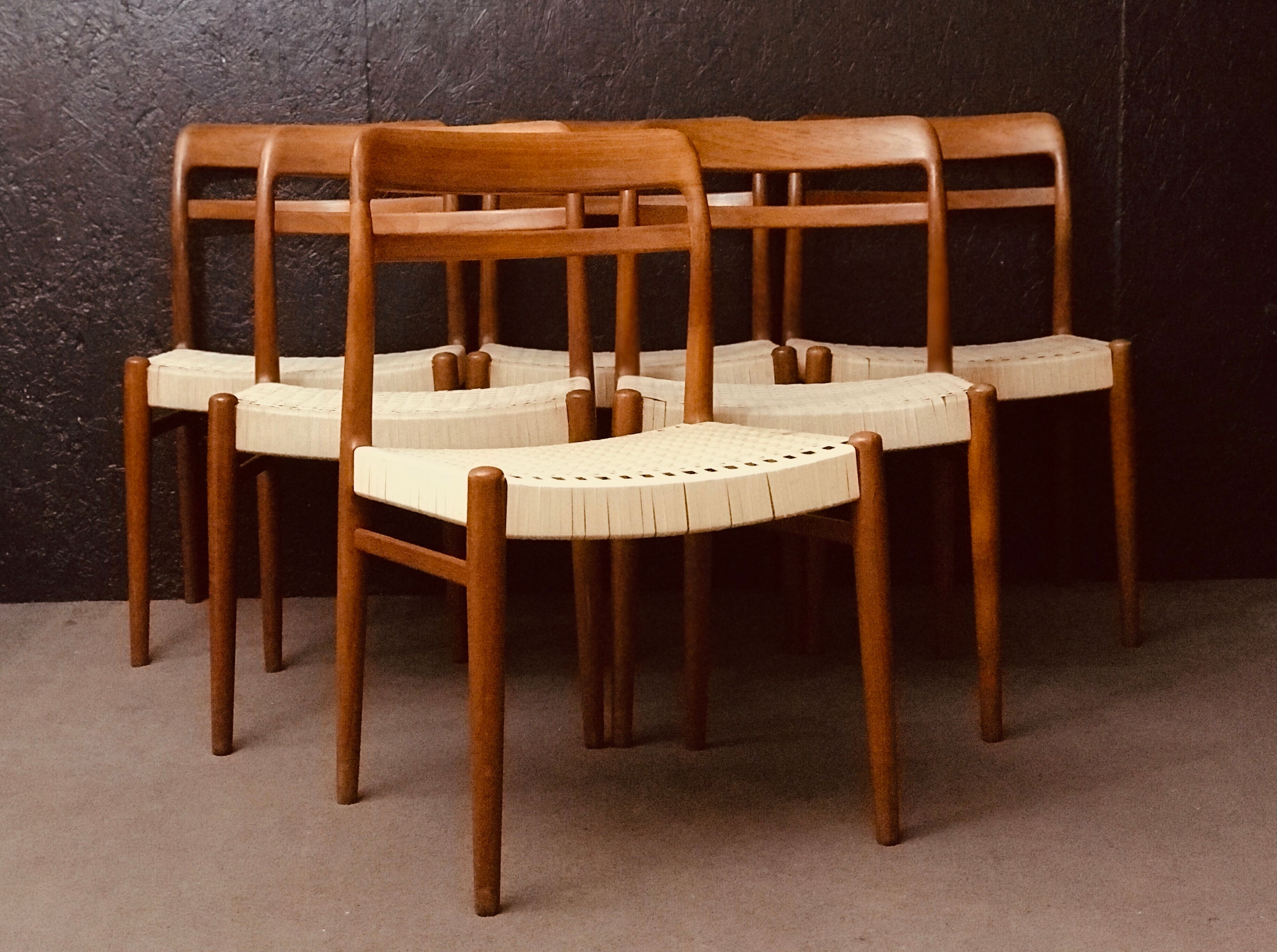 Set of 6 Norwegian Teak Dining Chairs by Alf Aarseth in teak.