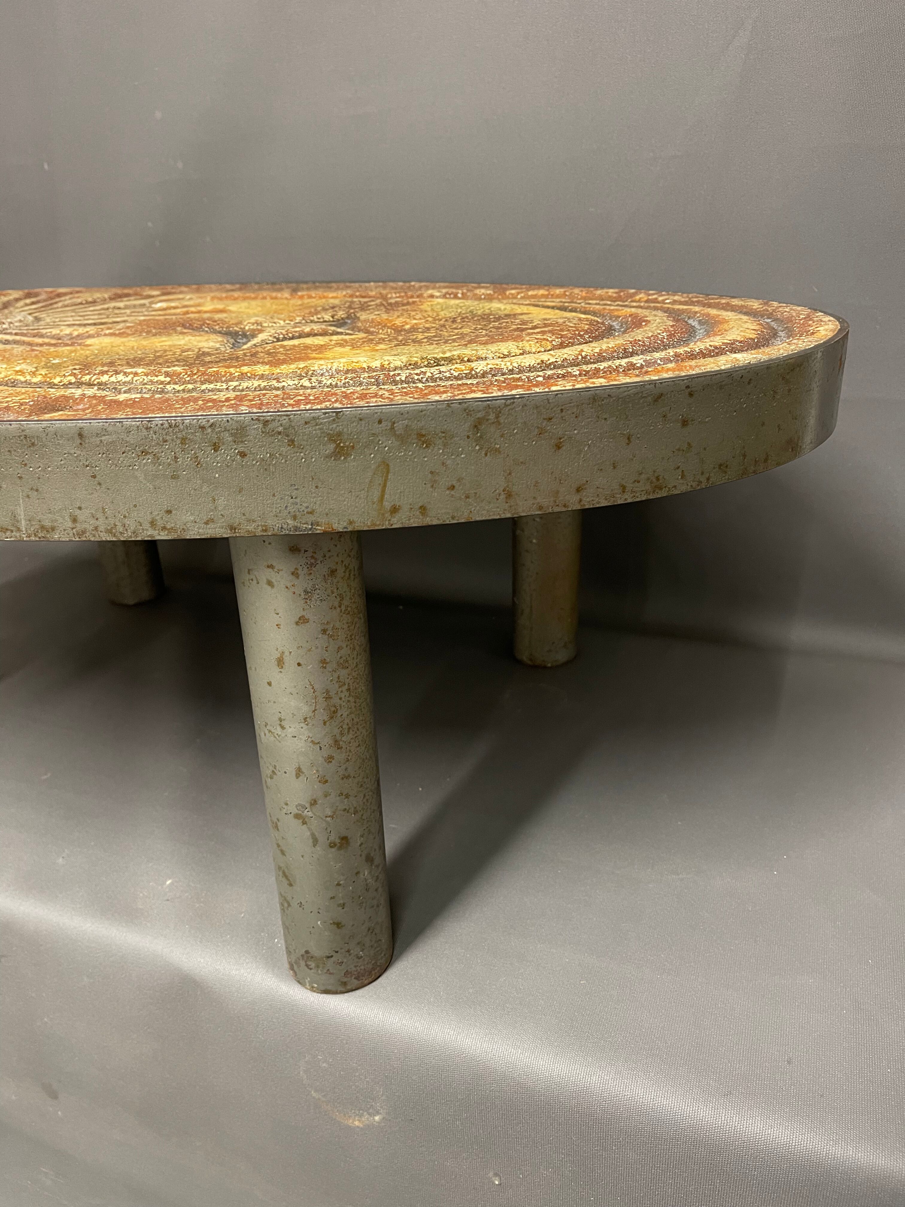 Sun coffee table in lava stone period 1960