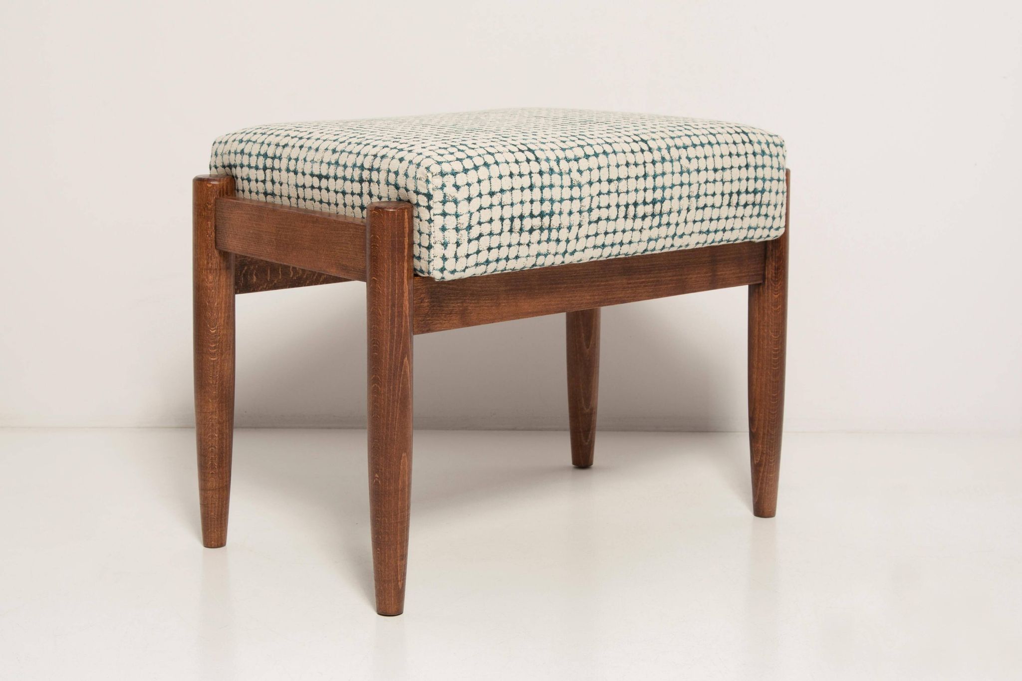 Vintage white and aqua mid-century stool, Edmund Homa, 1960s