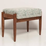 Vintage white and aqua mid-century stool, Edmund Homa, 1960s