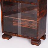 Restored Art Deco Bookcase, by Oldřich Liška, Macassar, Glass, Czech, 1930s