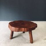 Handcrafted Teak Tree Trunk Tripod Coffee Table, 1960s