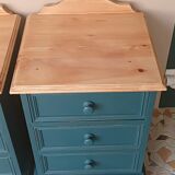 Pair of bedside tables revisited in blue