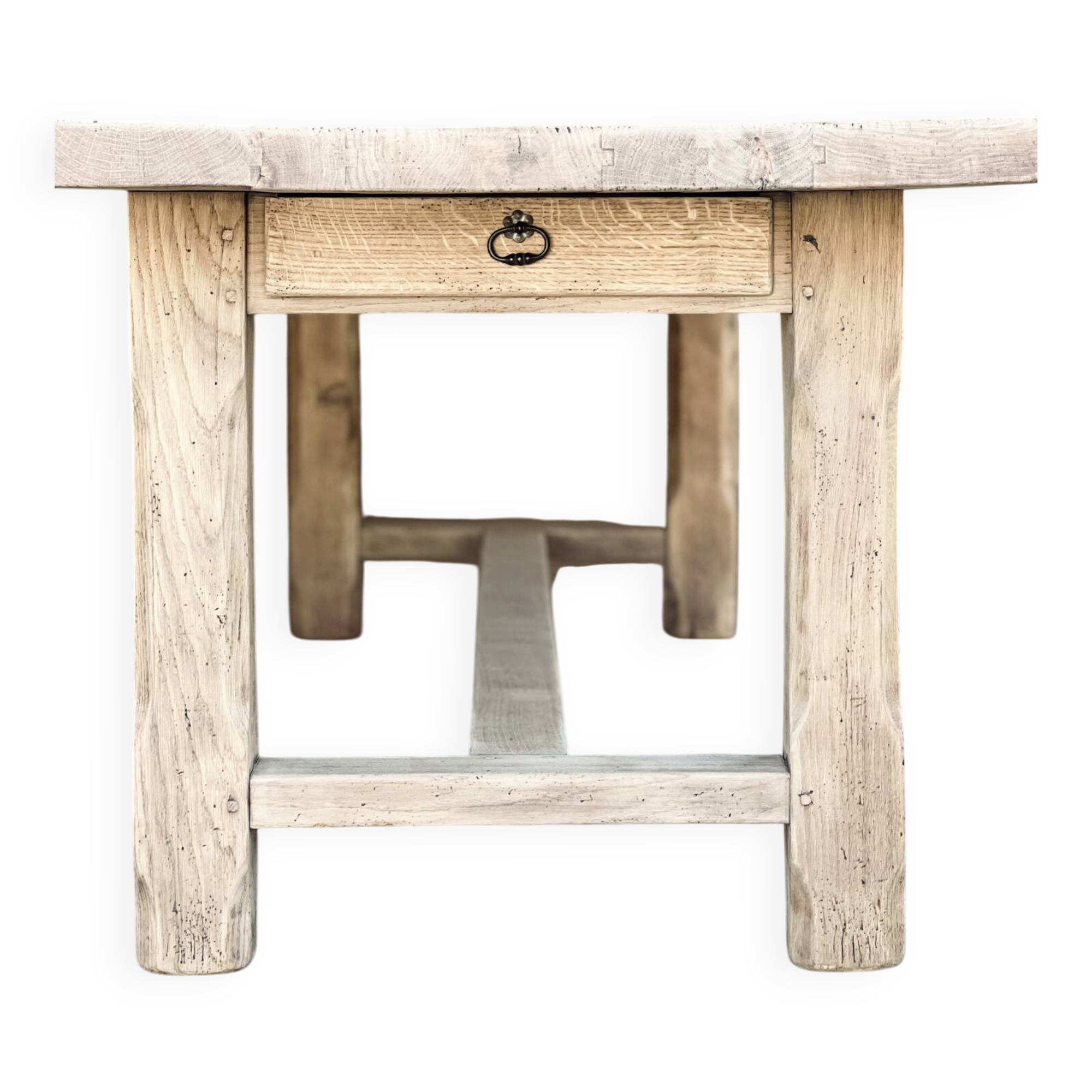 Large farmhouse table - solid oak - drawer