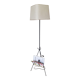 Black tripod floor lamp, magazine holder with scoubidou , vintage , 50s