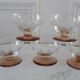 Set of 5 champagne glasses with amber glass feet 50-60s