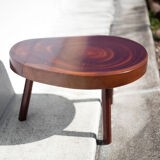 Wood coffee table, tripod table, thick wood table, living room table, brutalist, design, furniture