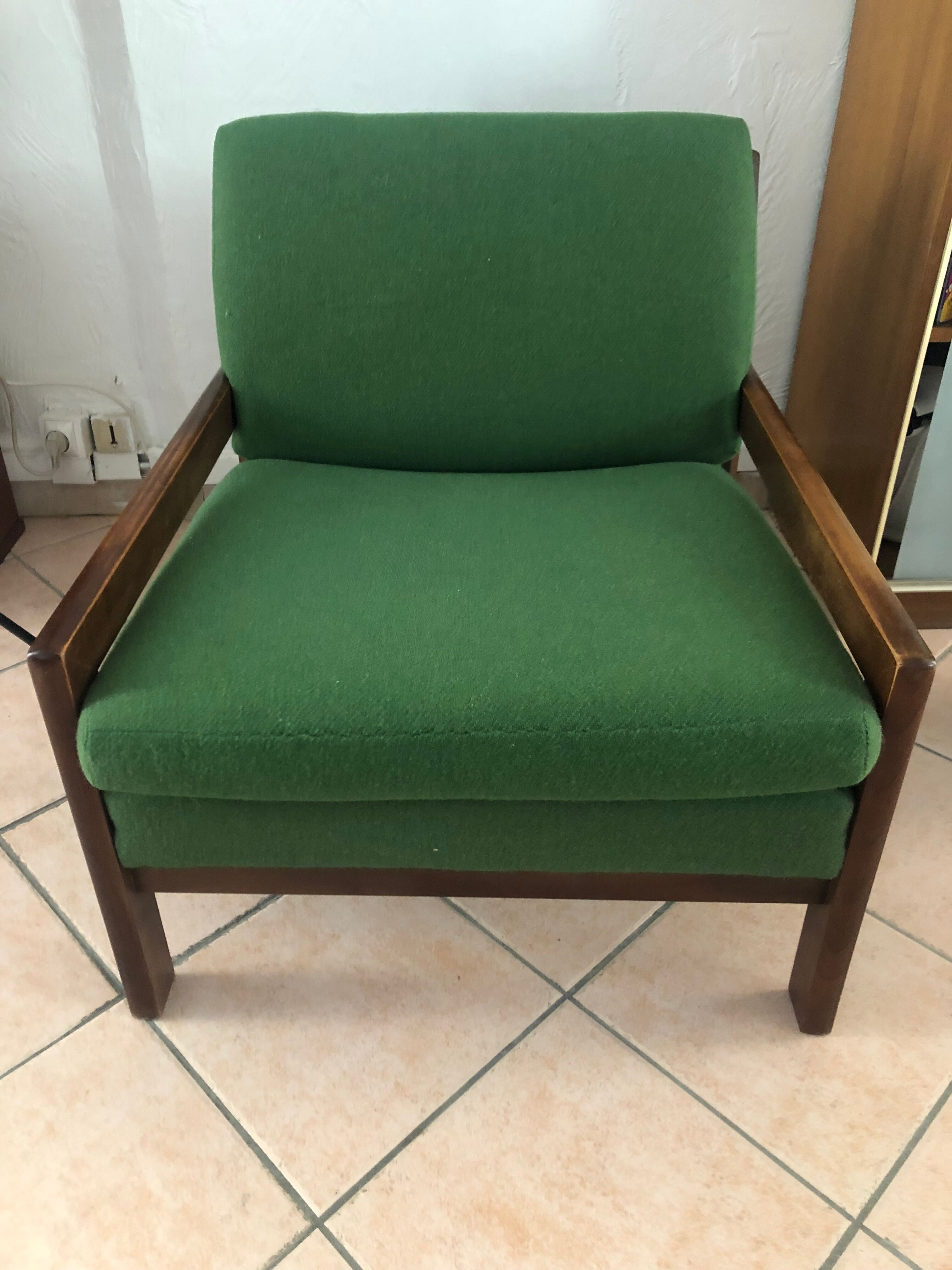 Vintage green Scandinavian armchair from the 60s