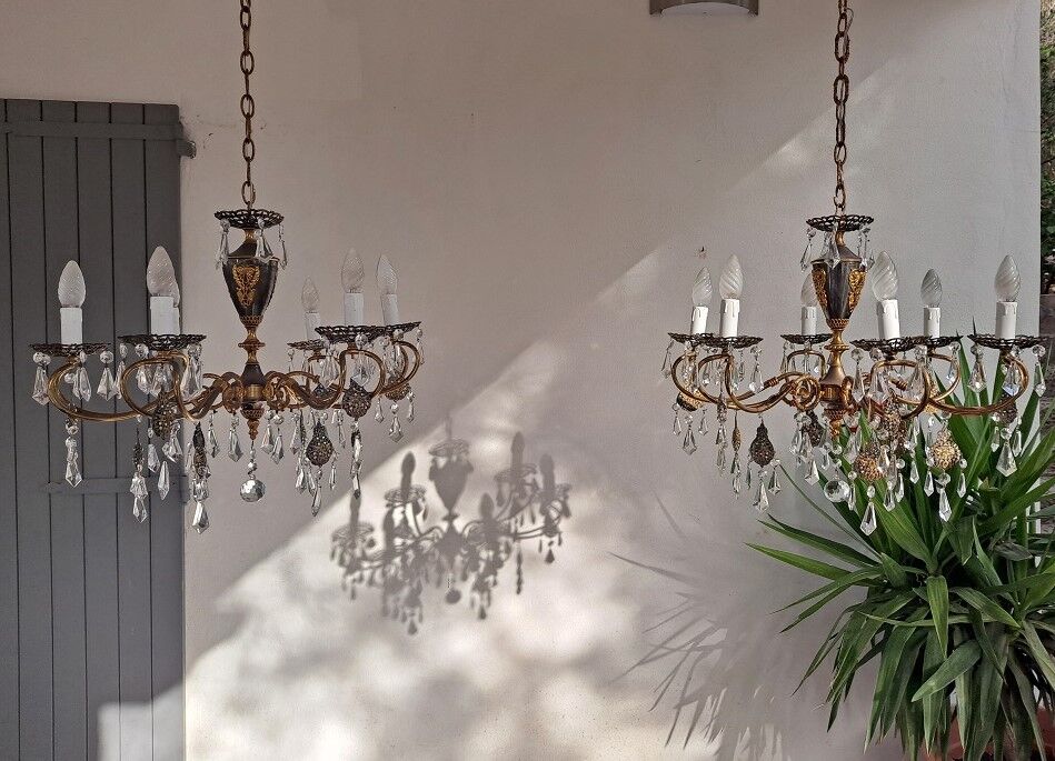Pair of vintage italian chandeliers