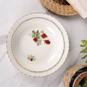 Large dish, salad bowl st. amand, red roses