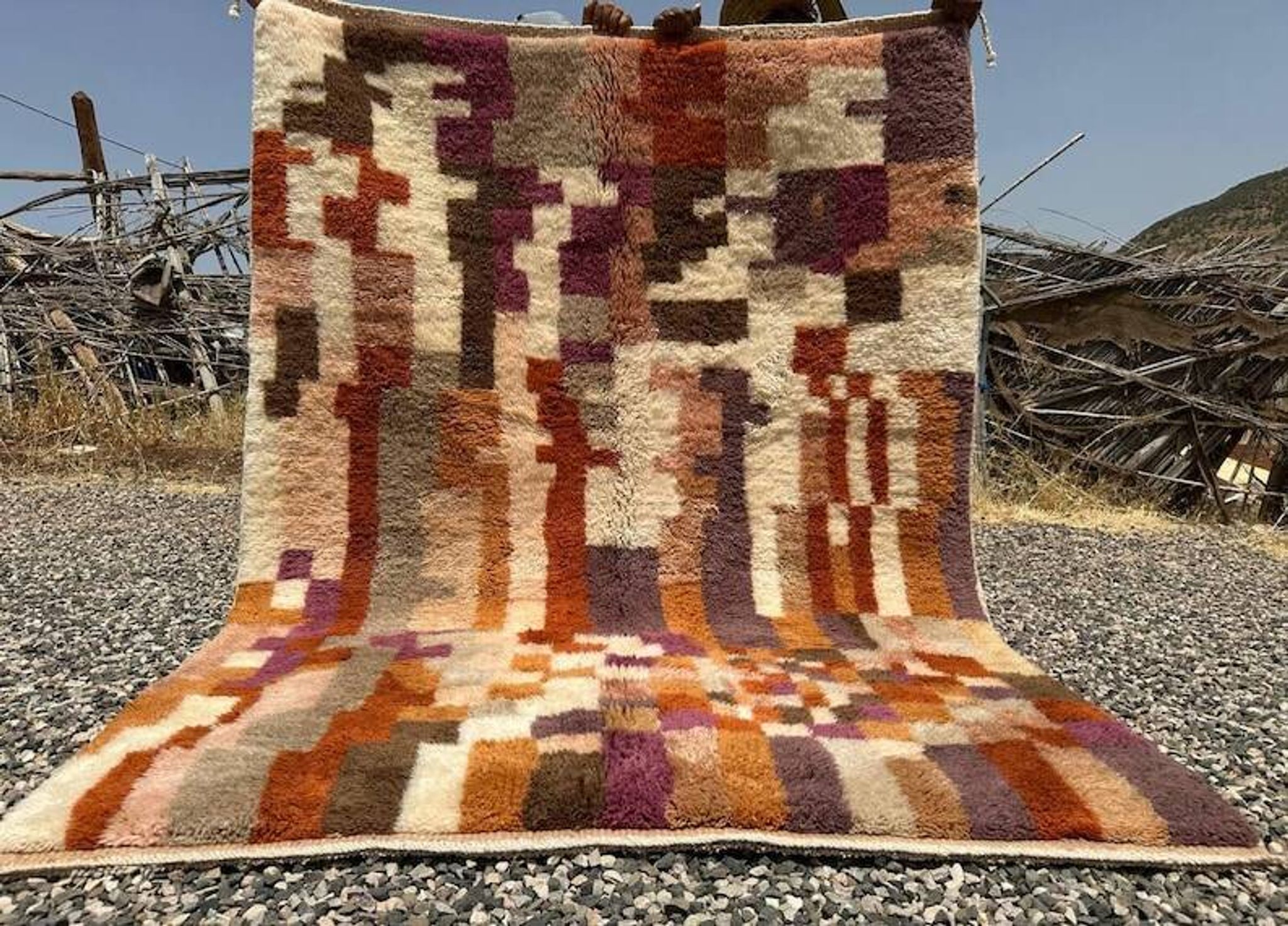 Multicoloured Moroccan Mrirt rug 300x200 cm – abstract geometric pattern