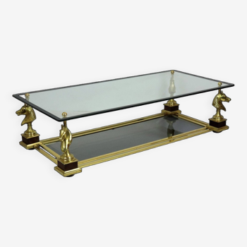 Table Basse Vintage Chevaux en Bronze Doré Design Classique