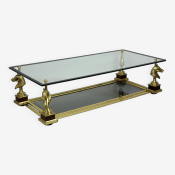 Table Basse Vintage  Chevaux en Bronze Doré Design Classique