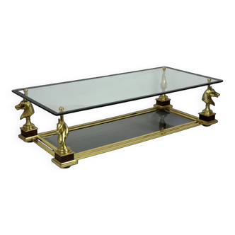 Vintage  Coffee Table Gilded Bronze Horses Classic Design