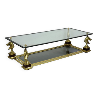 Table Basse Vintage Chevaux en Bronze Doré Design Classique