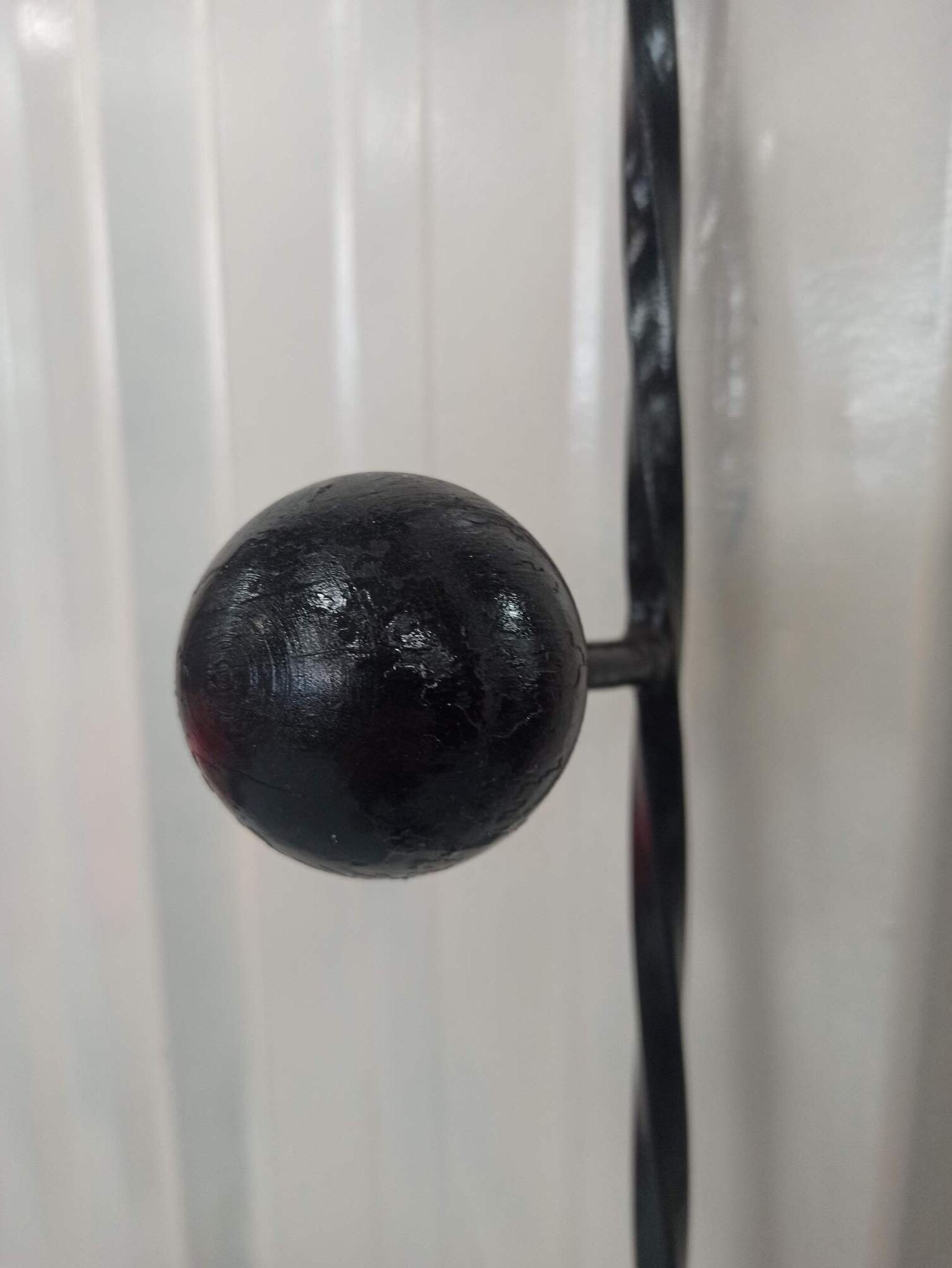 Iron cloakroom wall-mounted port multicolored balls mirror door umbrellas hats circa 50