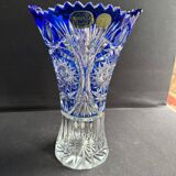 Large vase – Cut crystal lined with cobalt blue – Bohemia