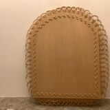 Old rattan wicker braided mirror, 48x40 cm