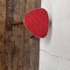 Triangular pedestal table small red table asymmetrical shape vintage tripod plant door