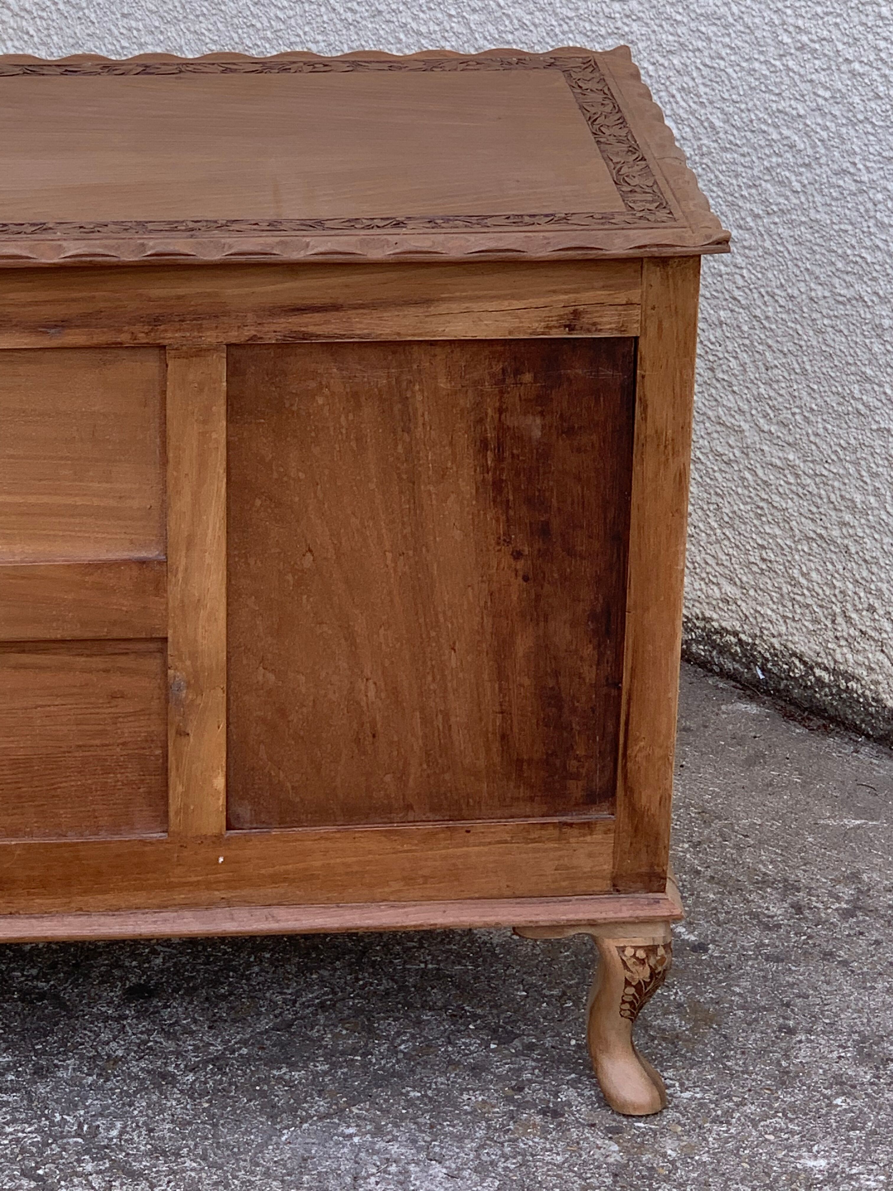 Carved solid Padouk chest of drawers 1950