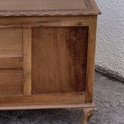 Commode vintage basse Padouk Massif sculpté 1950