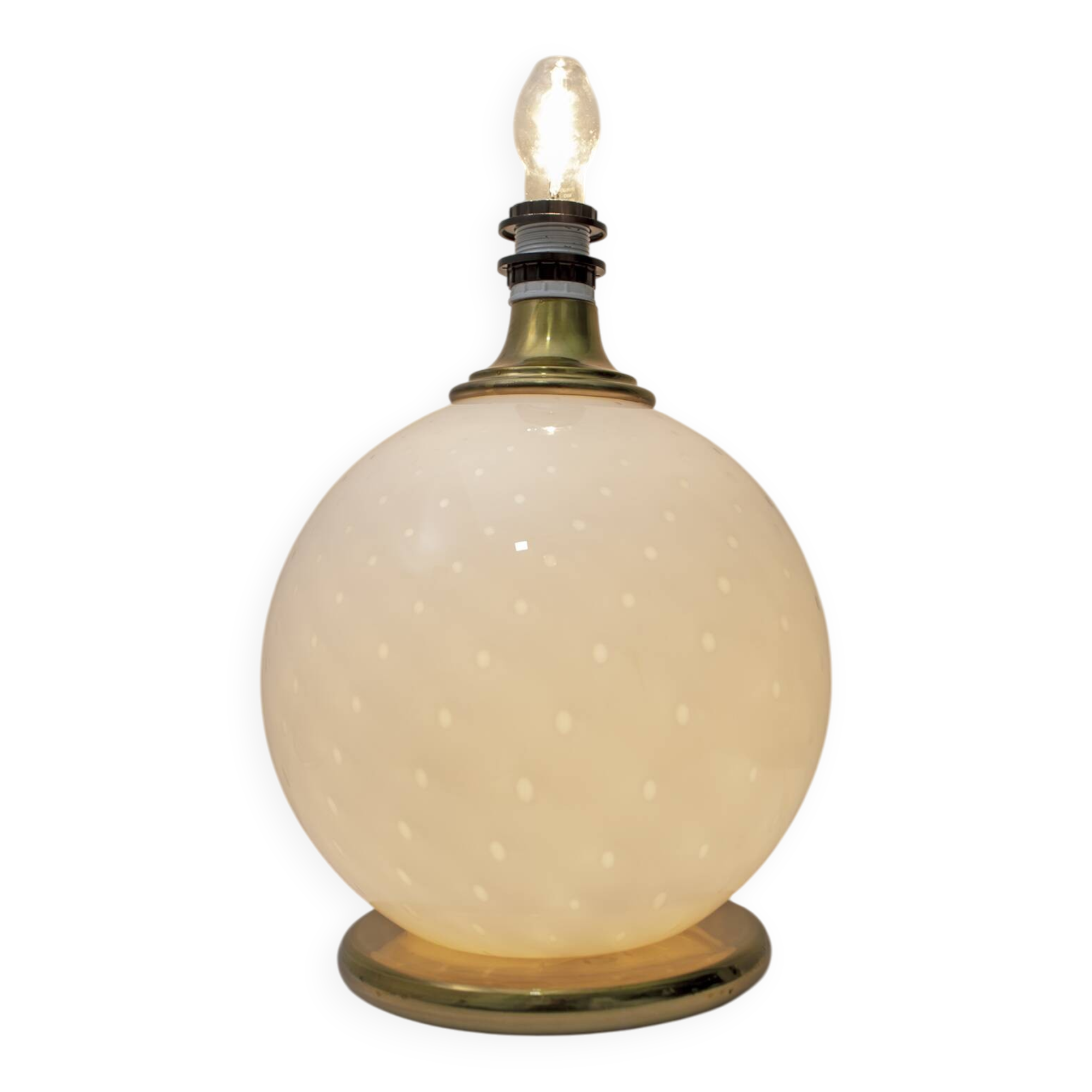Mid-Century Modern Brass and Blown Murano Glass Table Lamp, 1970s