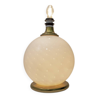 Mid-Century Modern Brass and Blown Murano Glass Table Lamp, 1970s