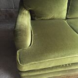Vintage green velvet sofa
