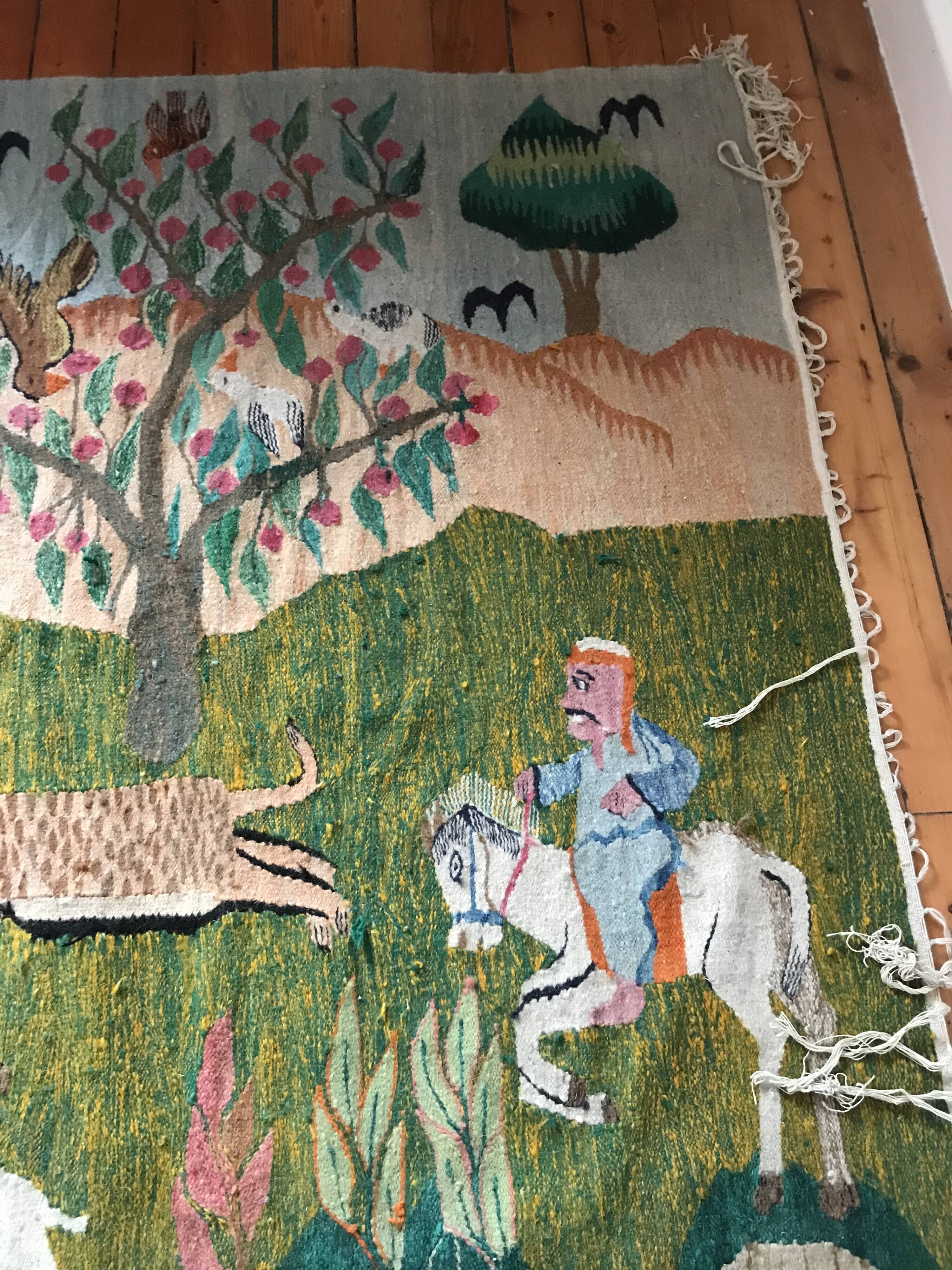 Vintage Egyptian Tapestry Ramsès Wissa Wassef circa 1960