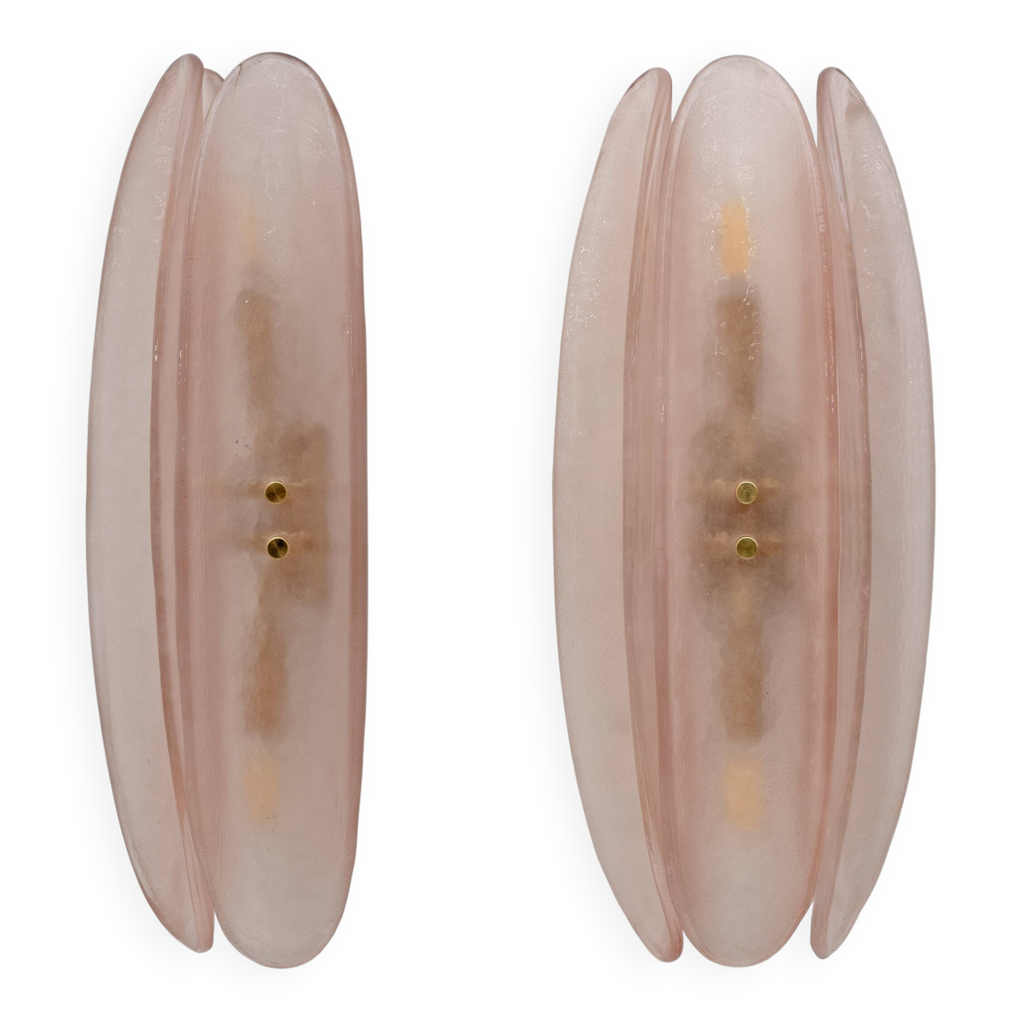 Pair of Fontana Arte Style Mid-century Modern Pink Murano Glass Sconces