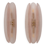 Paire d'appliques murales Fontana Arte de style moderne du milieu du siècle en verre de Murano rose