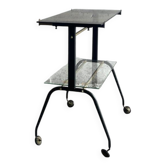 Black brass and glass mid-century trolley with sculptural legs — two-tier vintage bar cart